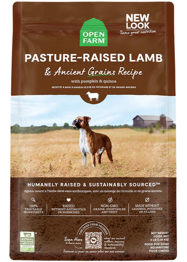 Open Farm® Pasture-Raised Lamb & Ancient Grains Dry Dog Food – 4 lb